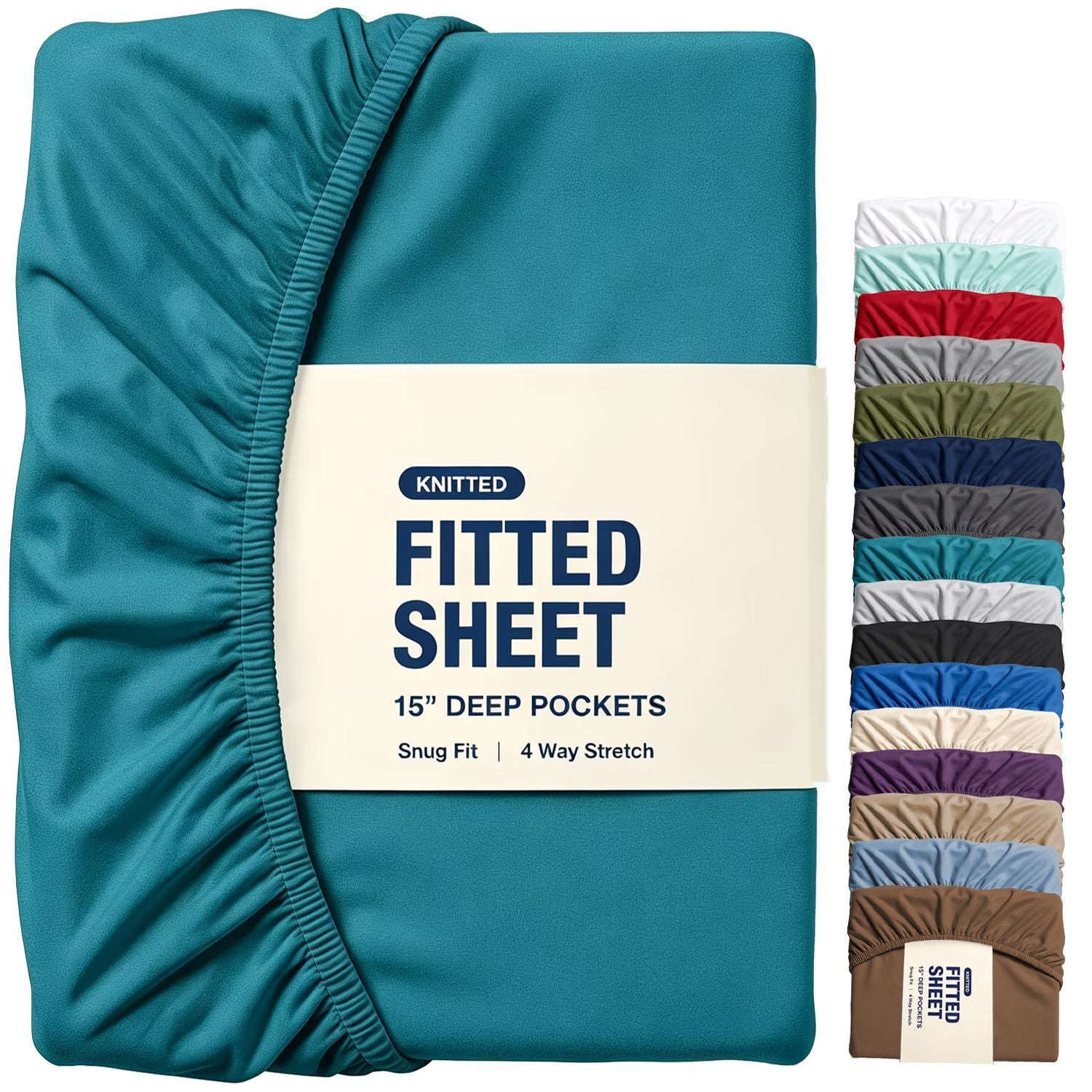 Hotel Quality Fitted Sheet - 1 Piece Fitted Sheet -Breathable Bedding - Wrinkle, Fade, Stain Resistant- 16inch/40cm Deep Pocket Fitted Bed Sheet-Wrinkle and Fade Resistant,(Biscay blue,King)